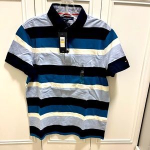 Tommy Hilfiger Striped Cotton Mesh Polo Shirt